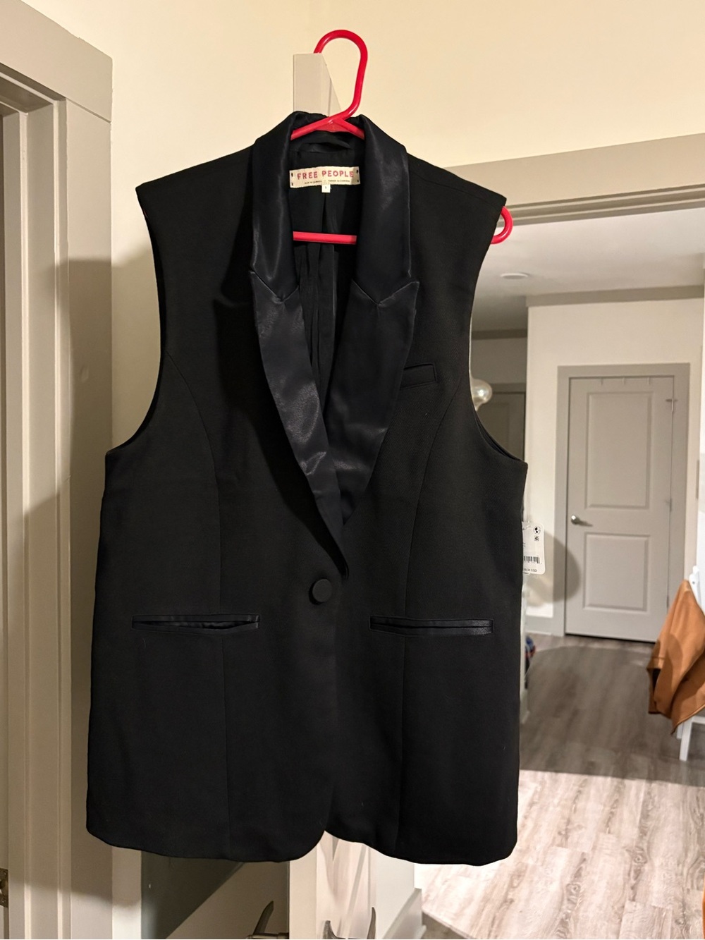 Free People Sleeveless Black Tailored Tuxedo Vest - Picture 4 of 6